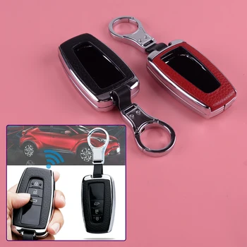 

DWCX Car Key Case Cover with Keychain Shell Fob Fit for Toyota Camry CHR Prius RAV4 Avalon