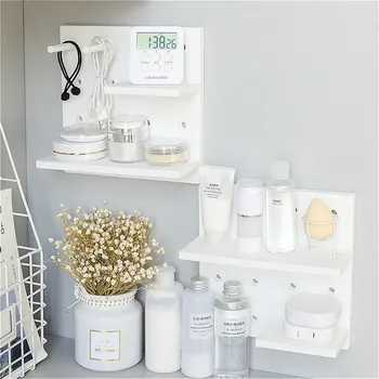 

Nordic Wall Shelves Plastic Hole Plate Cosmetic Storage Rack Shelf for Kid's Room Organizer Decor Living Room Hanging Board Hook