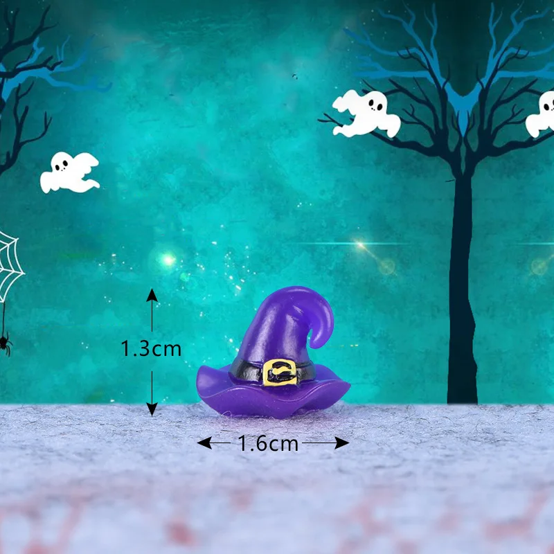 Small Purple Hat Хэллоуин приведение в виде тыквы бог смерти миниатюрная Статуэтка Модель Пейзаж кукольный домик дом Фея Украшения Сада аксессуары современные - Цвет: Small Purple Hat