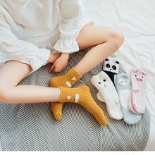 Женские носки с мультяшным животным зима толстые Осень Новые модные милые дикие дышащие дезодоранты антифрикционные теплые носки женские