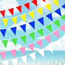 

8M 20Flags White Bunting Color Triangles Garlands Banners Graduation Anniversary Party Outdoor Hanging Decor Wedding&Engagement