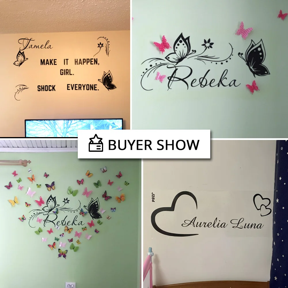 Personalized Custom Name Butterfly Wall Sticker Wallpaper For Nursery Kids Room Decoration Vinyl Stickers Bedroom Decals