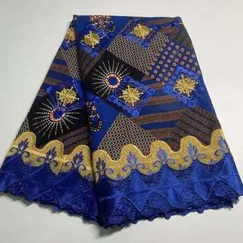 

2020 High Quality Lace Fabric 100% Cotton Wax Fabric Gorgeous African Guipure Fabric for Women Wedding Dress with Stones
