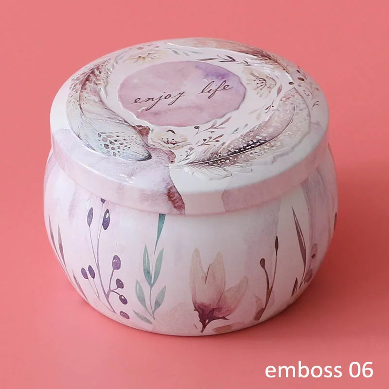 emboss 06 1 шт., коробка для конфет, многофункциональный чехол для печенья в форме барабана, жесть, домашний декор, розовый чайник, праздничные вечерние принадлежности - Цвет: emboss 06