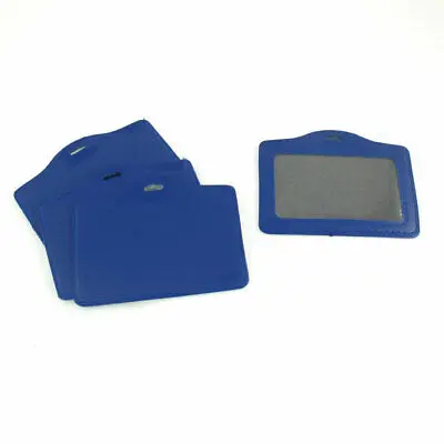 4 Pcs Blue Clear Horizontal ID Badge Card Holders for Company Club | Канцтовары для офиса и дома