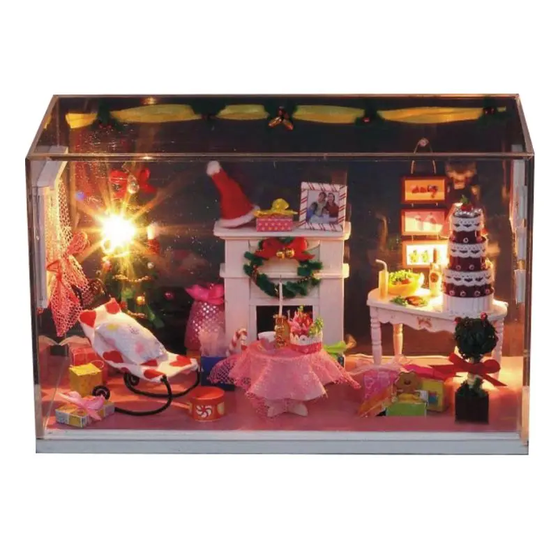 

Miniature Dollhouse Christmas Furniture DIY Doll House Wooden Kit Girl Xmas Gift