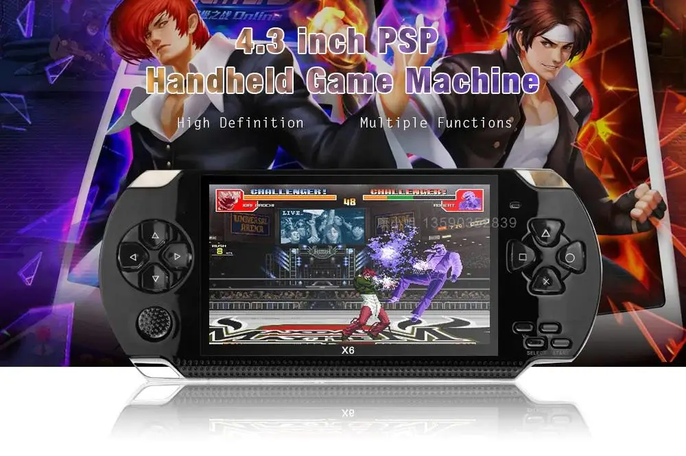 X6 8GB 128-bit 10000+ Games 4.3 inch PSP High Definition Retro Handheld Video Game Console Game Player