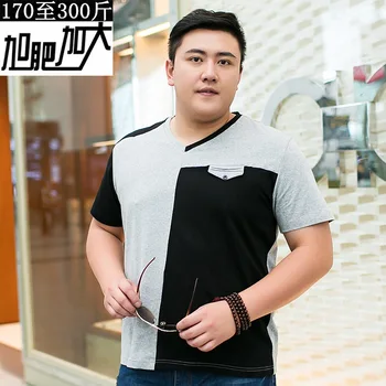 

Plus Fat Plus Size Men's Wear Short Sleeve T Shirt Fat Fat Man Super Extra Large V Collar Special Body Breathable Top