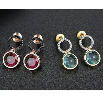

2 pairs a lot double round cz drop earring for women for the party