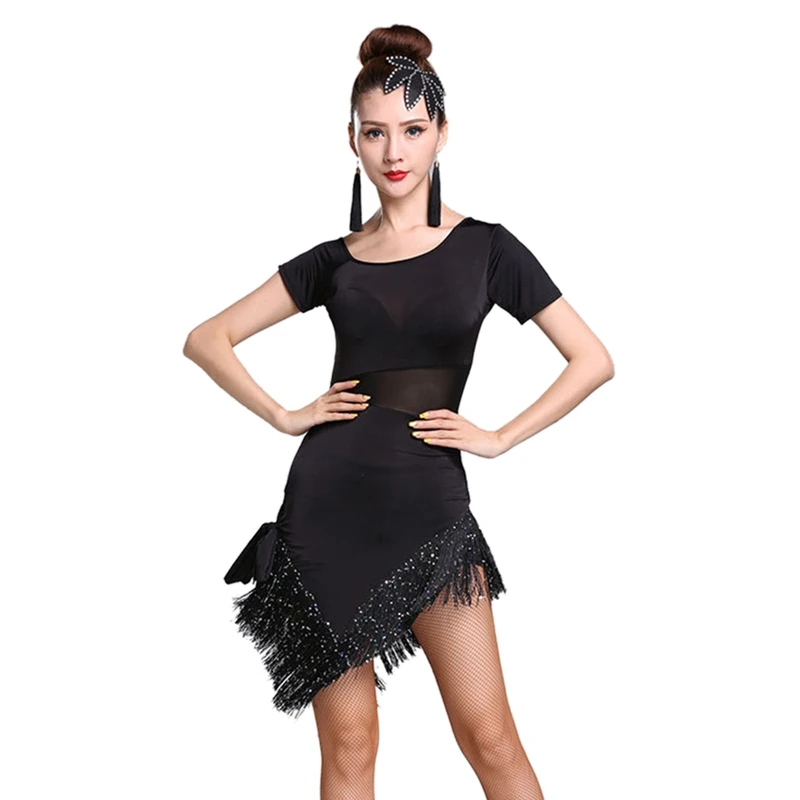 Новое платье с кисточками для латинских танцев женское платье с бахромой дамское сальса танго платья для конкурса бальных танцев ча Румба Самба