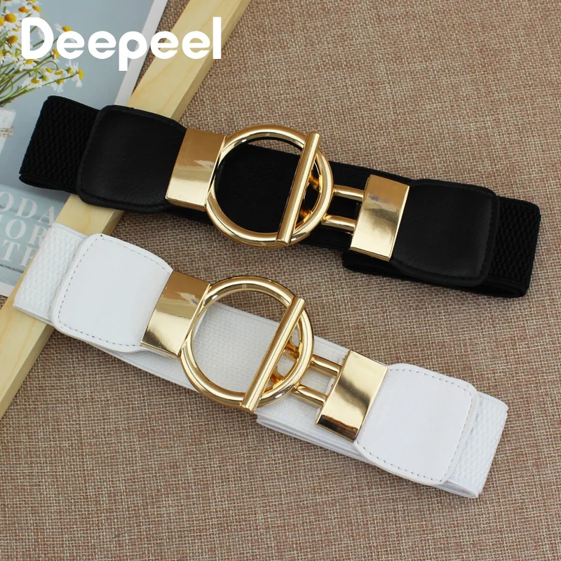 

2cm 4cm 6cm Dress Corset Elastic Wide Waist Seal Simple Gold Round Buckle Women's Decorative Belt