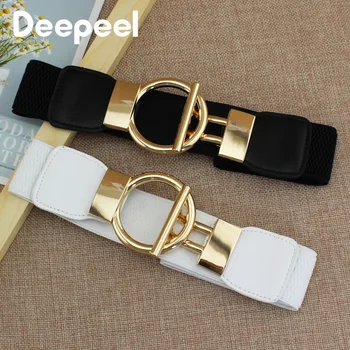 

2cm 4cm 6cm Dress Corset Elastic Wide Waist Seal Simple Gold Round Buckle Women's Decorative Belt