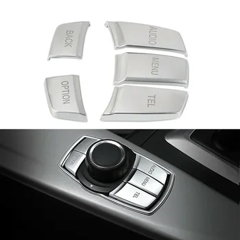 

Silver Multimedia Button Cover ABS 1 Set Multi Media Button Cover Decor Car