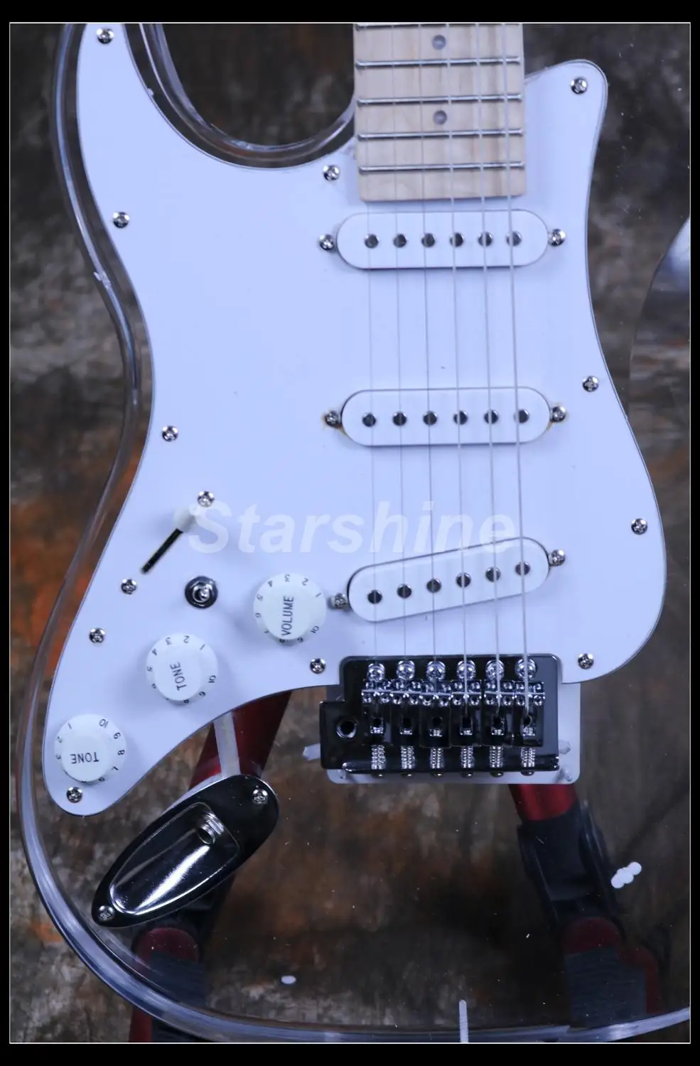 Левая рука Электрогитара DK-LLD87 акриловый корпус гитара с отделкой кристаллами Синий СВЕТОДИОДНЫЙ Свет гитарные лады свет гитара популярный стиль