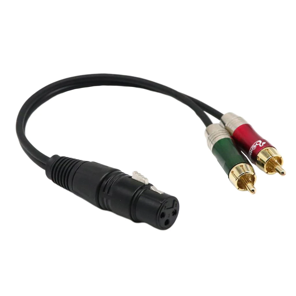 3-Pin XLR Female to 2 RCA Socket Audio Cord Converter Splitter Wire 30cm 12'
