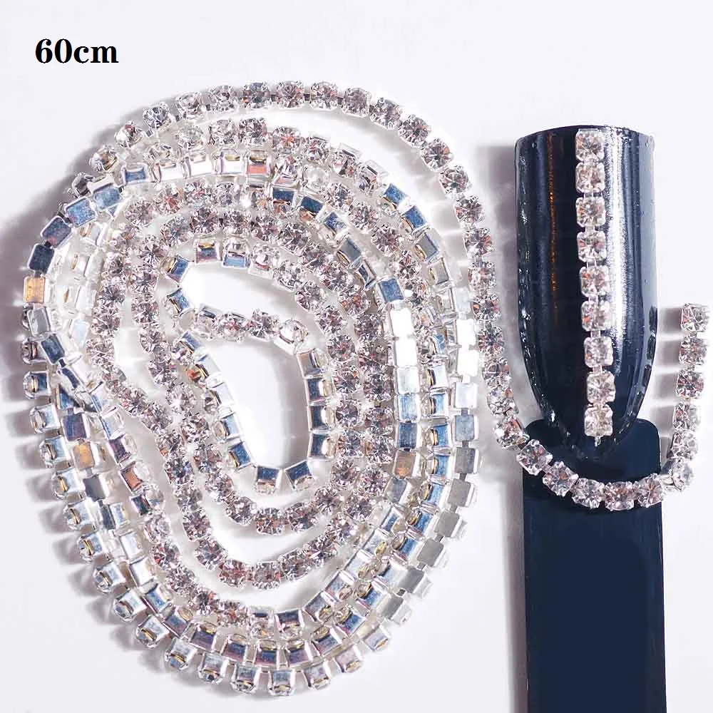 17 1PC Nail Chains SS6 2mm Single Claw Alloy Rhinestone Design 3D DIY Nail Accessories Rhinestone Design Nail Art Decoration - Color: 17