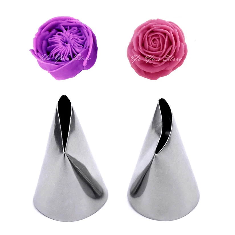 2 Pcs/set Large Rose Petal Tips Icing Nozzle Decorating Tip Sugarcraft Cake Decorating Tools Baking Tools Bakeware