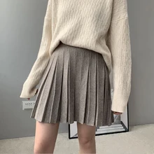 RZIV осенняя и зимняя женская юбка Повседневная однотонная плиссированная трикотажная юбка