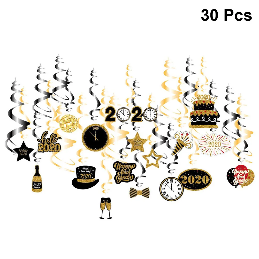 30pcs 2020 Happy New Year Decorations Hanging Ornaments Spiral Pendants Pendent Party For Home Office Shop | Дом и сад