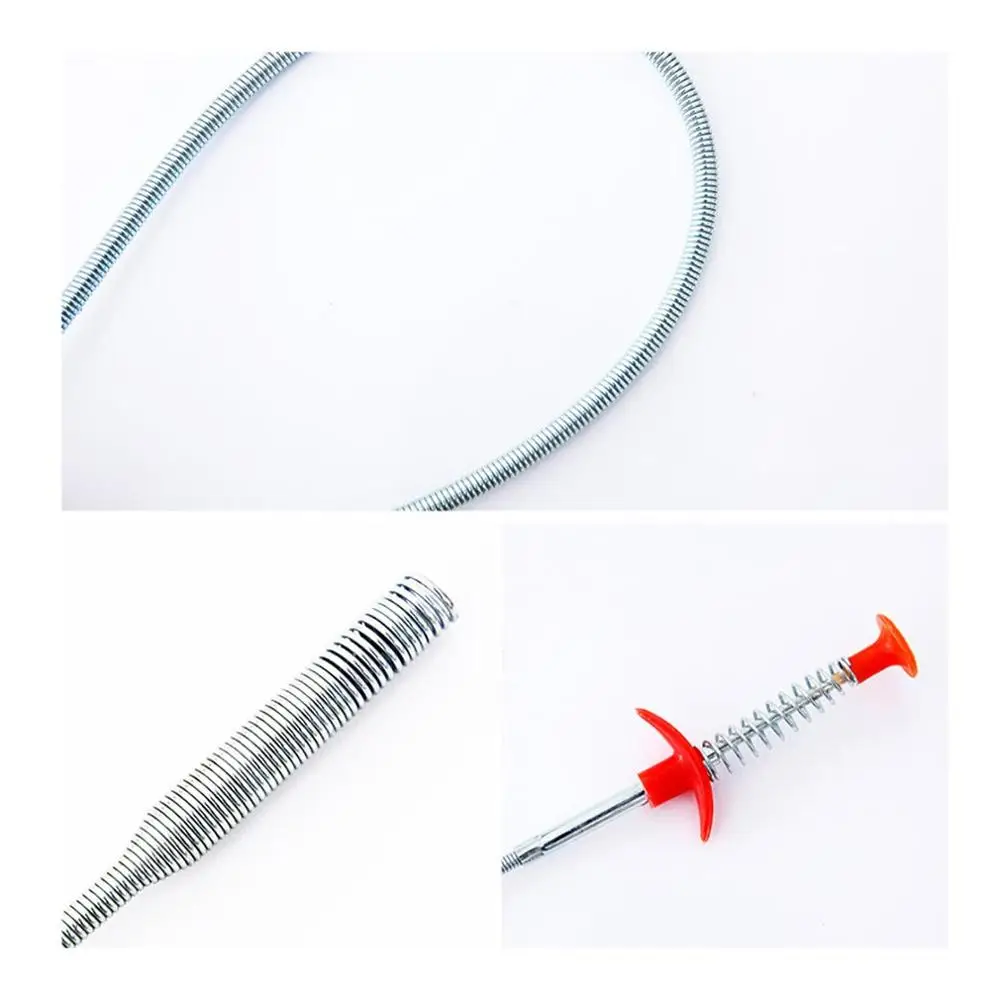 Hand Pinch Pressure Spring Pipe Sink Anti-Blocking Cleaning Clip Sewer Dredging Device Hair Cleaner Pipe Dredging Device