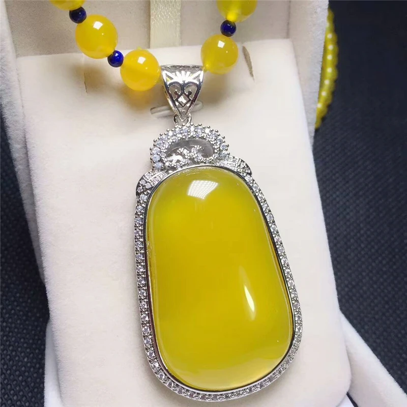 LETSFUN Fine Jewelry 925 Серебряный инкрустированный натуральный халцедон благородный кулон ожерелье свитер цепь Подарки
