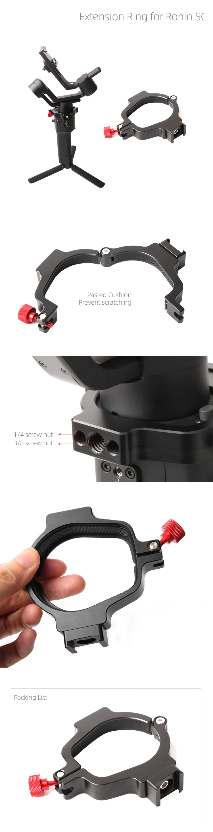 Для DJI RONIN SC аксессуары 1/4 адаптер Удлинительное Кольцо Зажим держатель для DJI RONIN SC ручной карданный стабилизатор для светодиодного монитора