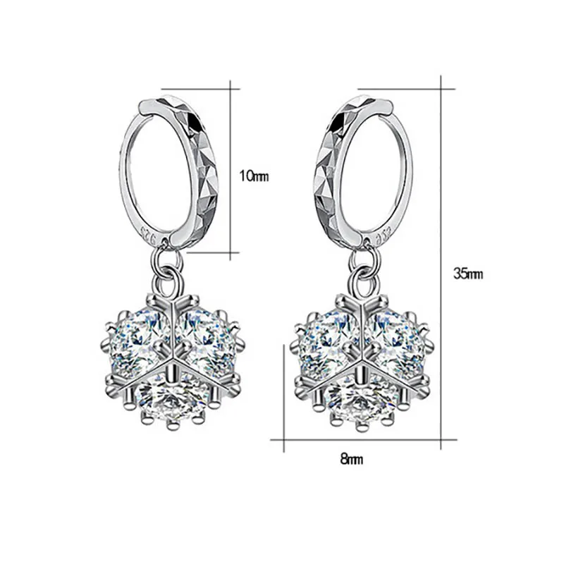 Серьги из драгоценных камней для женщин, серебро 925, ювелирное изделие, снежинка, корейский стиль, ушные капли, женский новогодний подарок, для свиданий, вечерние