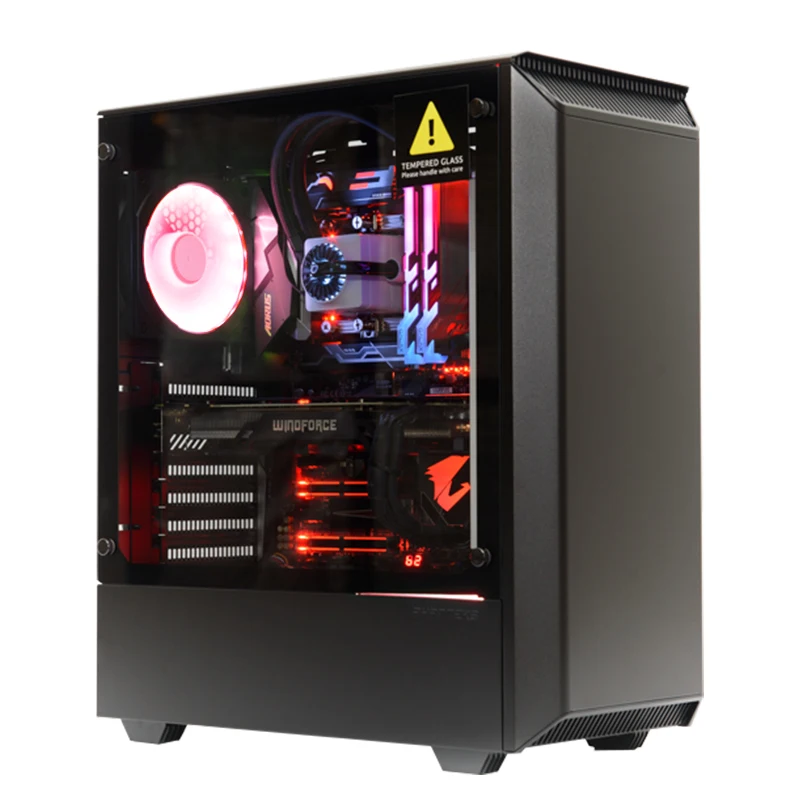 PHANTEKS P300 RGB Водяной кулер компьютер (ASUS B450-F GAMING + R7 3600X + 1T SSD + 16GB ram + ASUS RX580 8G)