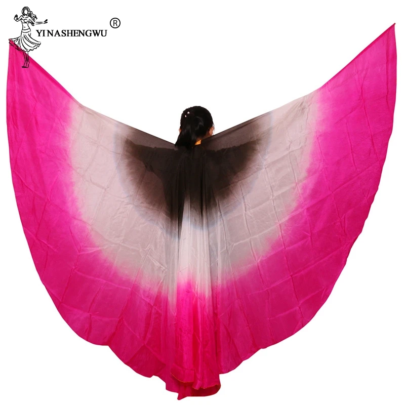 

Belly Dance Stage Performance Props Half Circle Veil Dance 100% Silk Right/Left Hand Belly Dance Veils Colored Silk Wings Belly