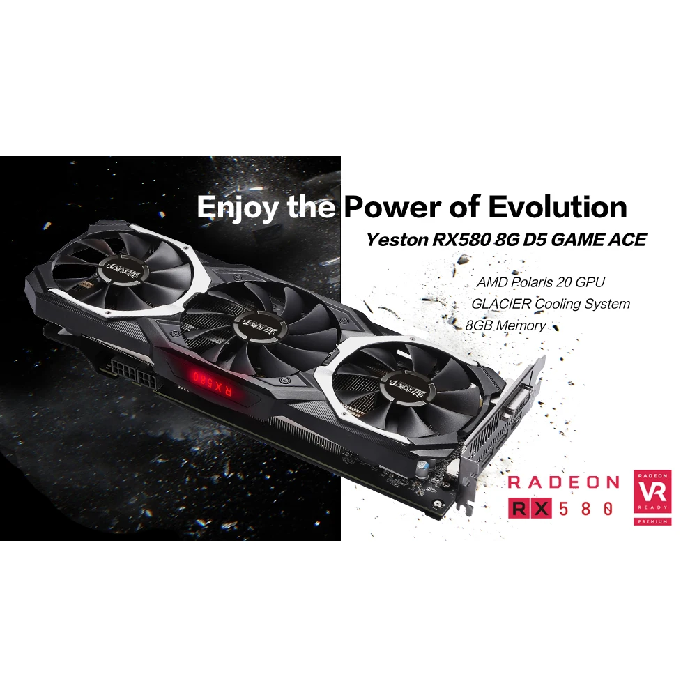 Yeston RX 580 RX580 8G D5 игровая PA графическая карта, видеокарта PC Radeon Chill GPU GLACIER 8GB память GDDR5 256bit DP* 3/HD/DL-DVI-D