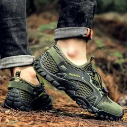 Summer Men Breathable Outdoor Mountain Mesh Hiking Shoes Trekking Sneakers Trail Climbing Camping Tracking Treking Big Size