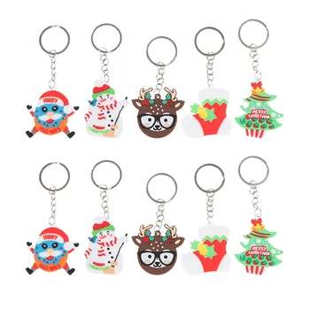 

10pcs Colorful Christmas Keychain Key Ring Cartoon Xmas Keychain Pendants