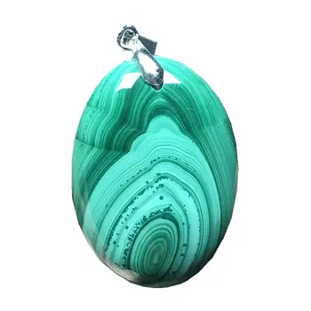 

Genuine Natural Green Malachite Chrysocolla Pendant Jewelry For Woman Man Silver Oval Crystal 31x22x7mm Beads Gemstone AAAAA