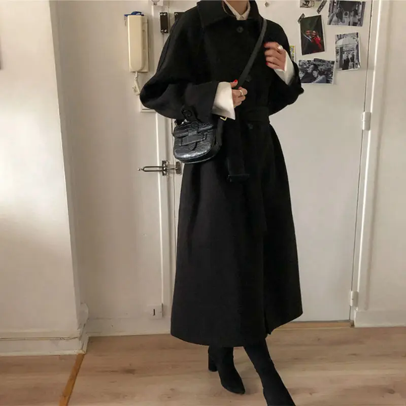 Шерстяное пальто женское модное однобортное осенне-зимнее пальто женское Chaqueta Mujer Элегантное длинное шерстяное Женское пальто C5929
