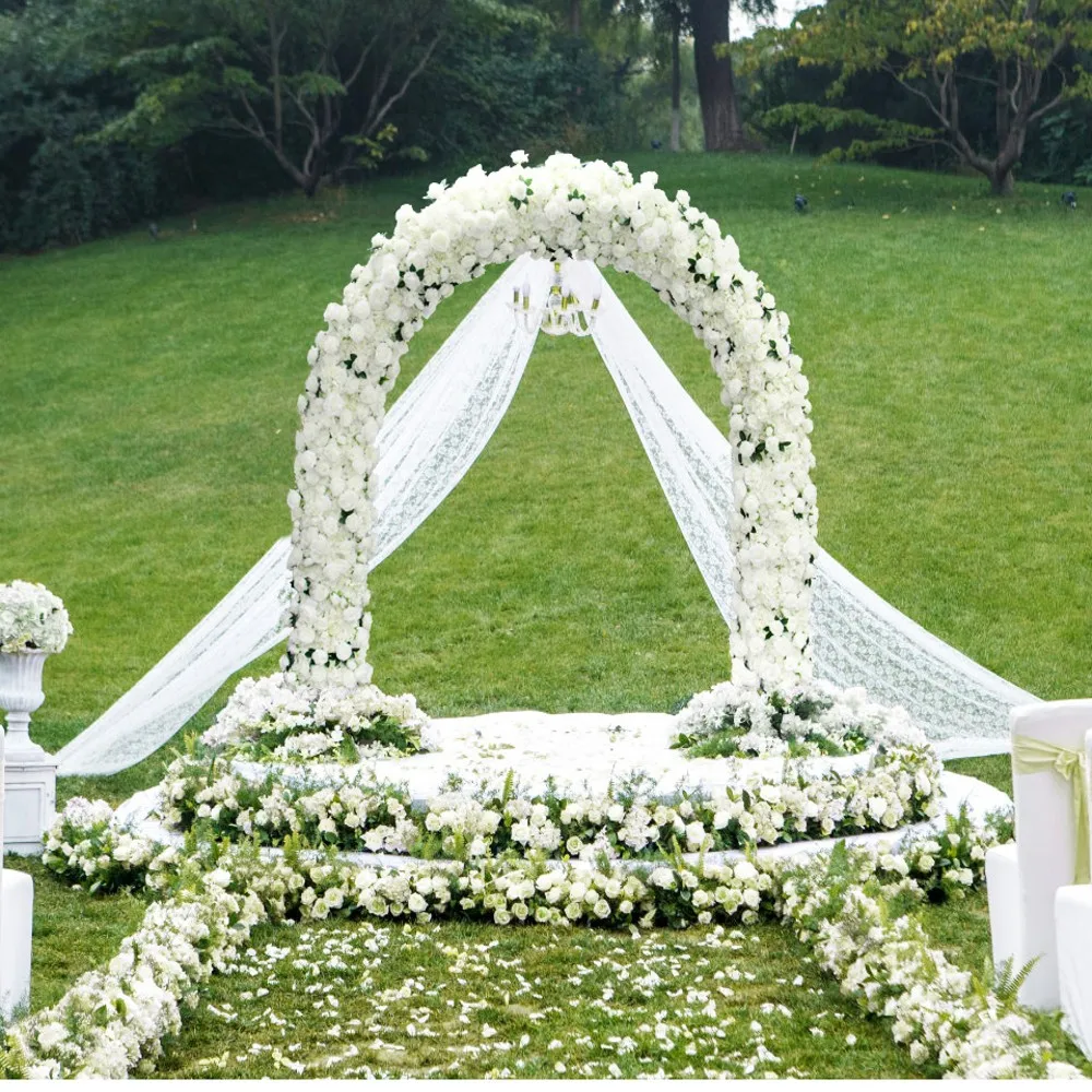 

Customize White Rose Hydrangea Artificial Floral Arrangement Wedding Arch Flower Row Curtain Decor Floral Party Window Display