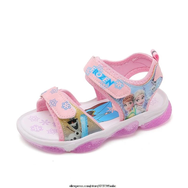 Nuevo congelados elsa y Anna sandalias con luz LED de princesa de Disney niños suave zapatos Europa tamaño 21-30