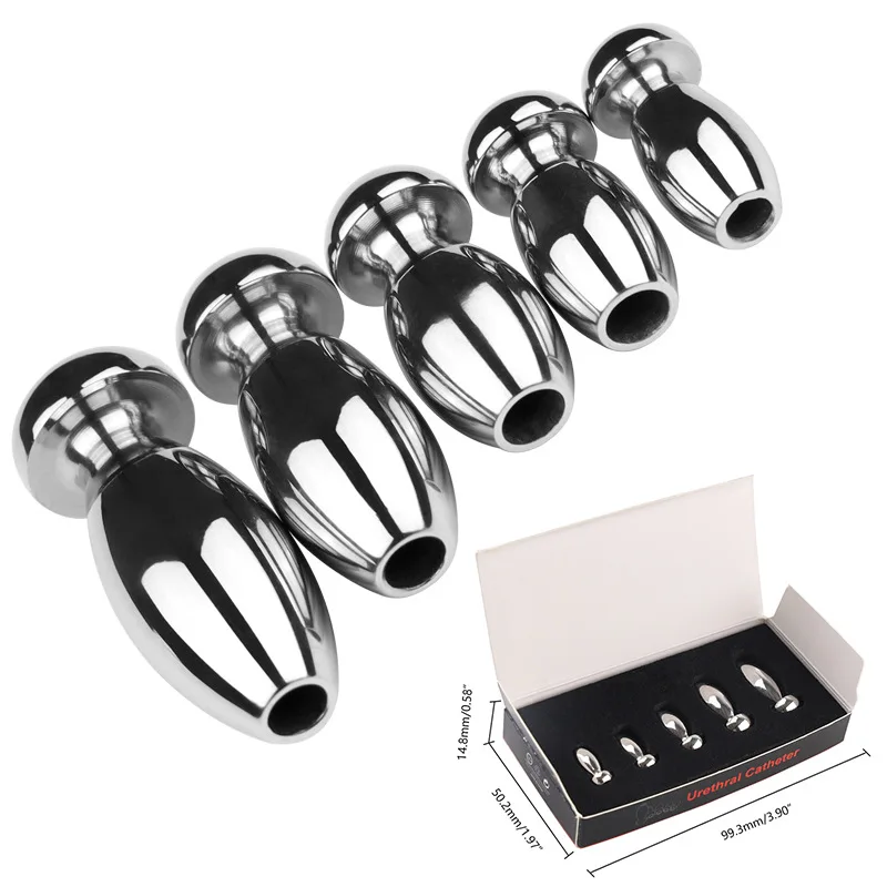 Male Urethral Dilator Penis Plug Metal Hollow Urethral Catheter Sounding Stimulation Adult Products Sex Toys Men 18+ urethral dilator silicone urethral dilator 5 Size