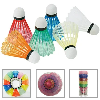 

6PCS Plastic Badminton Balls Sport Training Exercise Shuttlecocks Color Badminton Ball Gym Sports Accessories Play Shuttlecock