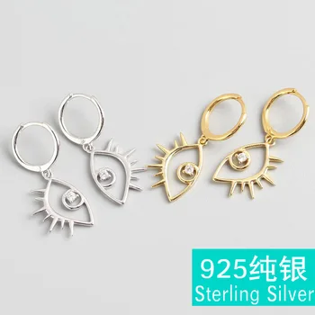 

Fashion luxury authentic 100% S925 sterling silver earrings personality minimalism big eyes diamond ear clip jewelry woman