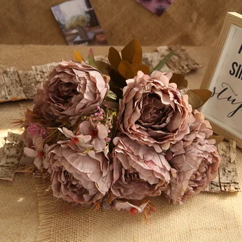 

High-end autumn large peony large bouquet artificial flower wedding bouquets home table garden decoration