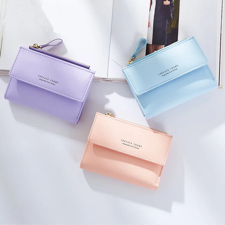 WEICHEN Wallet Short Two-fold Wallet Women's New Japanese and Korean Version of The Small Wallet Multi-card Bit