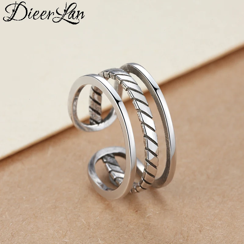 DIEERLAN Boho Винтаж 925 пробы Серебряный слой кольца для мужчин и женщин большие открытые, кольца на палец вечерние подарки Anillos