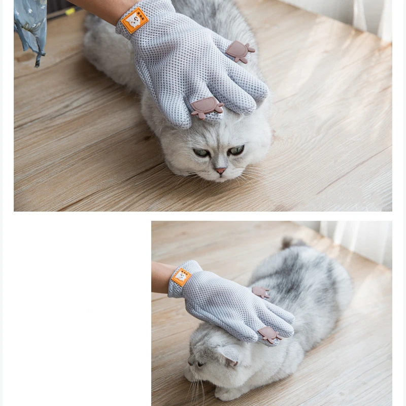 Cat Massager Dogs Grooming Glove Silicone Fabric Cats Brush Comb Shedding Hair Gloves Dogs Bath Cleaning Supplies Pet Combs 1pcs