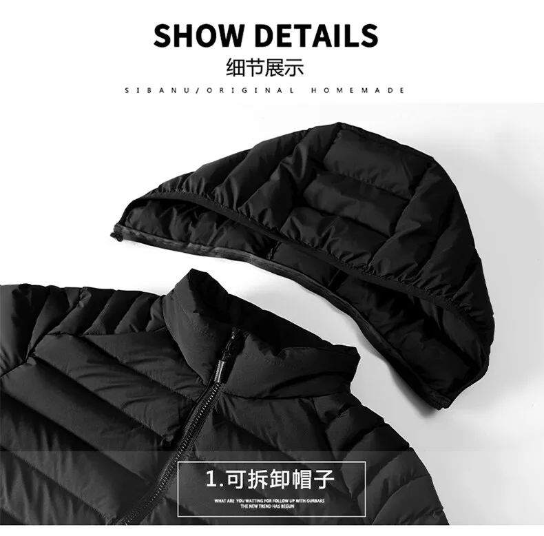 HAWAIFISH Men's Parka Winter Zipper Jacket Cotton Padded Coat Solid Color 2021 New Hooded Down Jacket rain parka