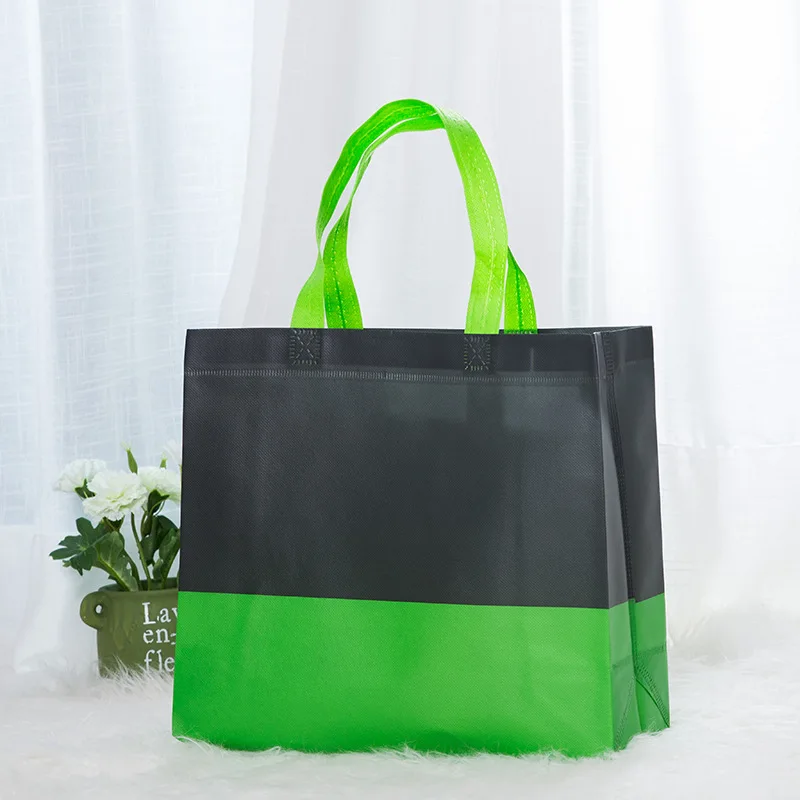Портативная многоразовая сумка для покупок, большая складывающаяся сумка для продуктов, Нетканая двухцветная удобная сумка для хранения эко-сумка