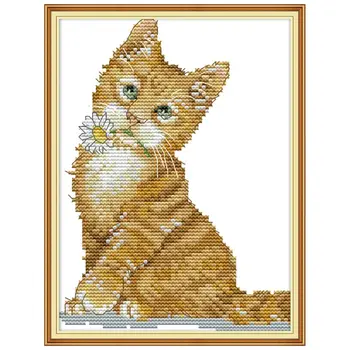 

Needlework,DIY 14CT Cross stitch,Sets For Embroidery kits,Precise Printed Cat Series Patterns Counted Cross-Stitch For Beginners