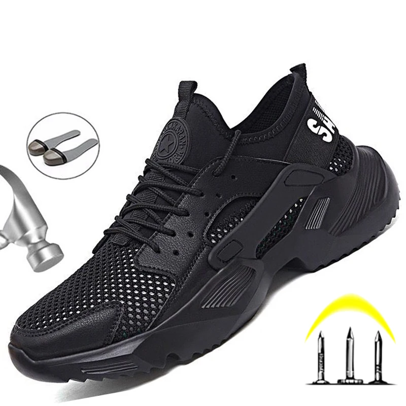 Men non-slip work safety shoes Work boots With steel toe cap Anti-smashing Safety shoes men shoes