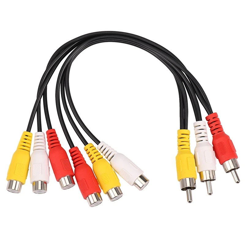 Новый разветвитель с 3 RCA штекером на 6 для аудио ТВ DVD видео кабель адаптера AV |