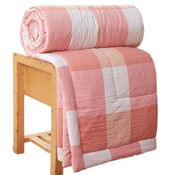 

New Cotton Quilt Summer Double Summer Coverlet Bed King Quilt Plaid Air Conditioner Spring Blanket Comforters Home Textile