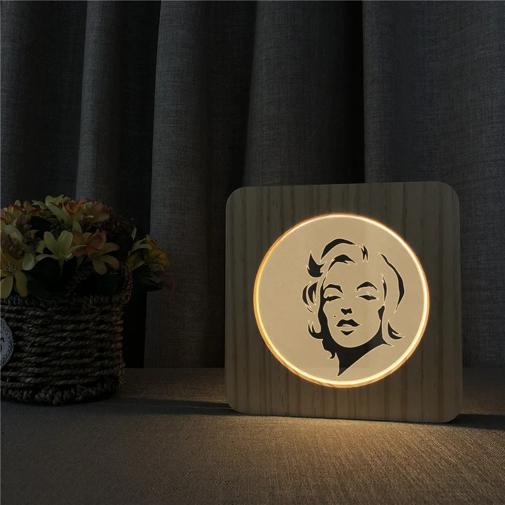 

Marilyn Monroe 3D USB LED Arylic ABS Lamp Table Light Switch Control Carving Lamp for Children's Room Decoration Dropshipping